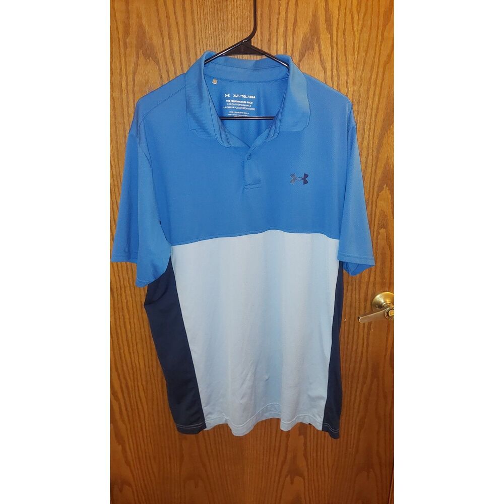 Under Armour Performance Polo Men's XL Tall XLT Blue Colorblock Loose Fit Golf